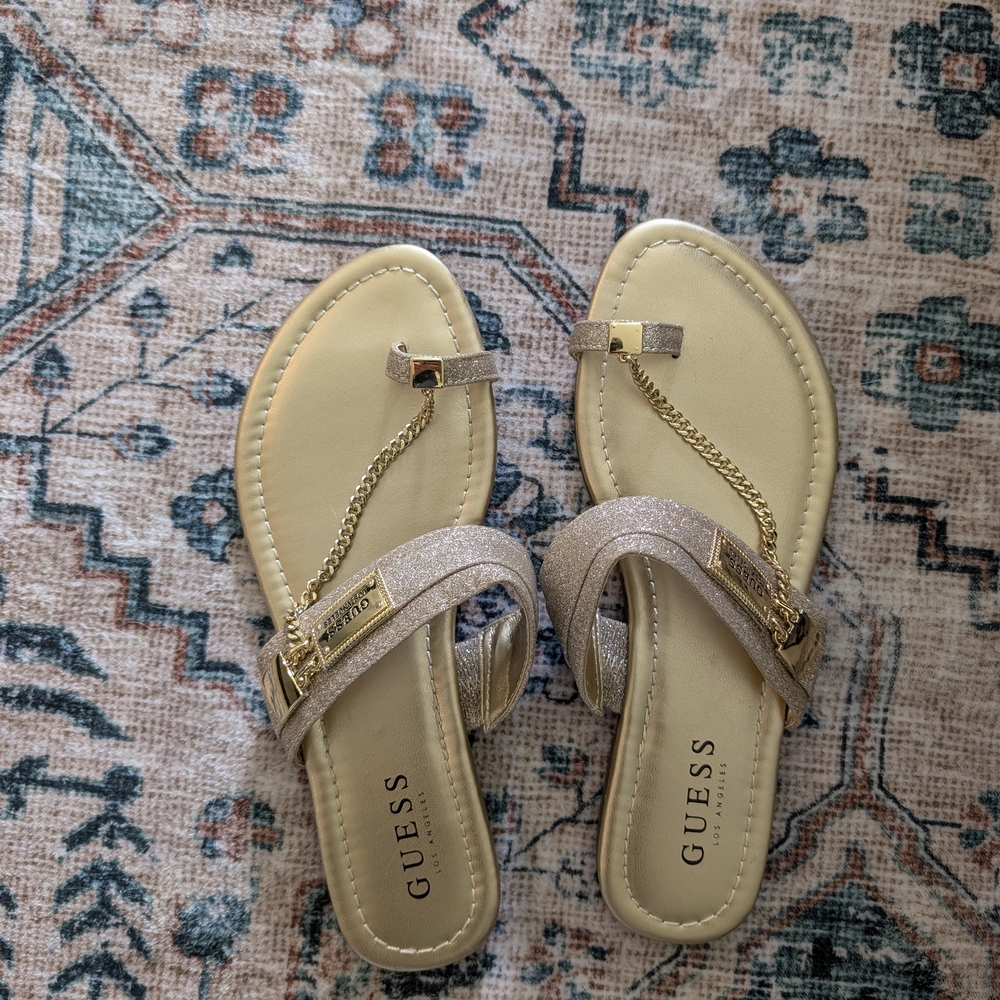 Guess Women's Glittery Gold Sandals